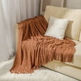 thumbnail image 2 of Wovilon Blanket Soft Knitted Blanket Fringed Blanket Sofa Blanket Sleeping Blanket 176x127cm, 2 of 6