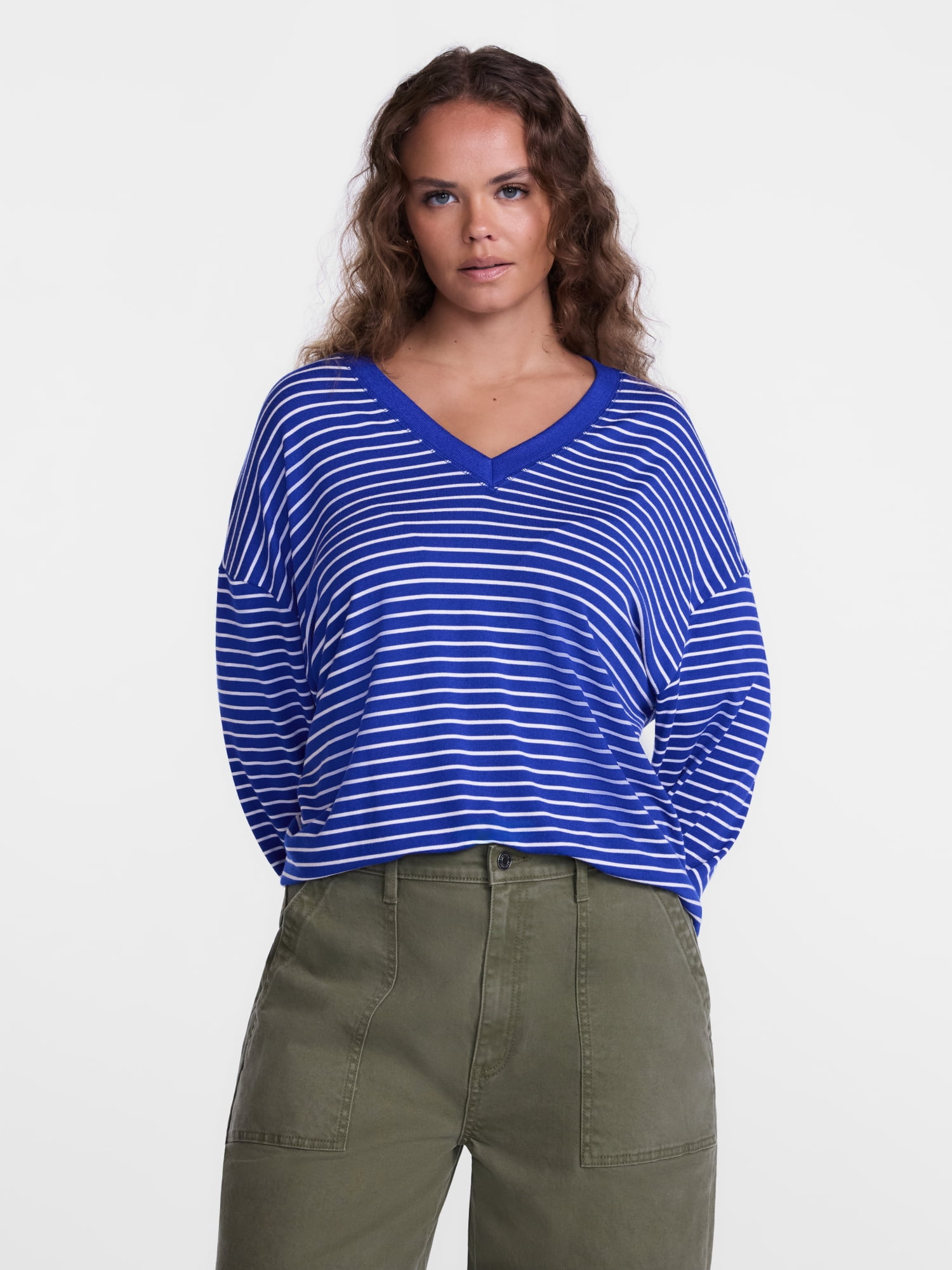 Scenario Women's and Women's Plus Relaxed Tee with Long Sleeves, Sizes XS-4X