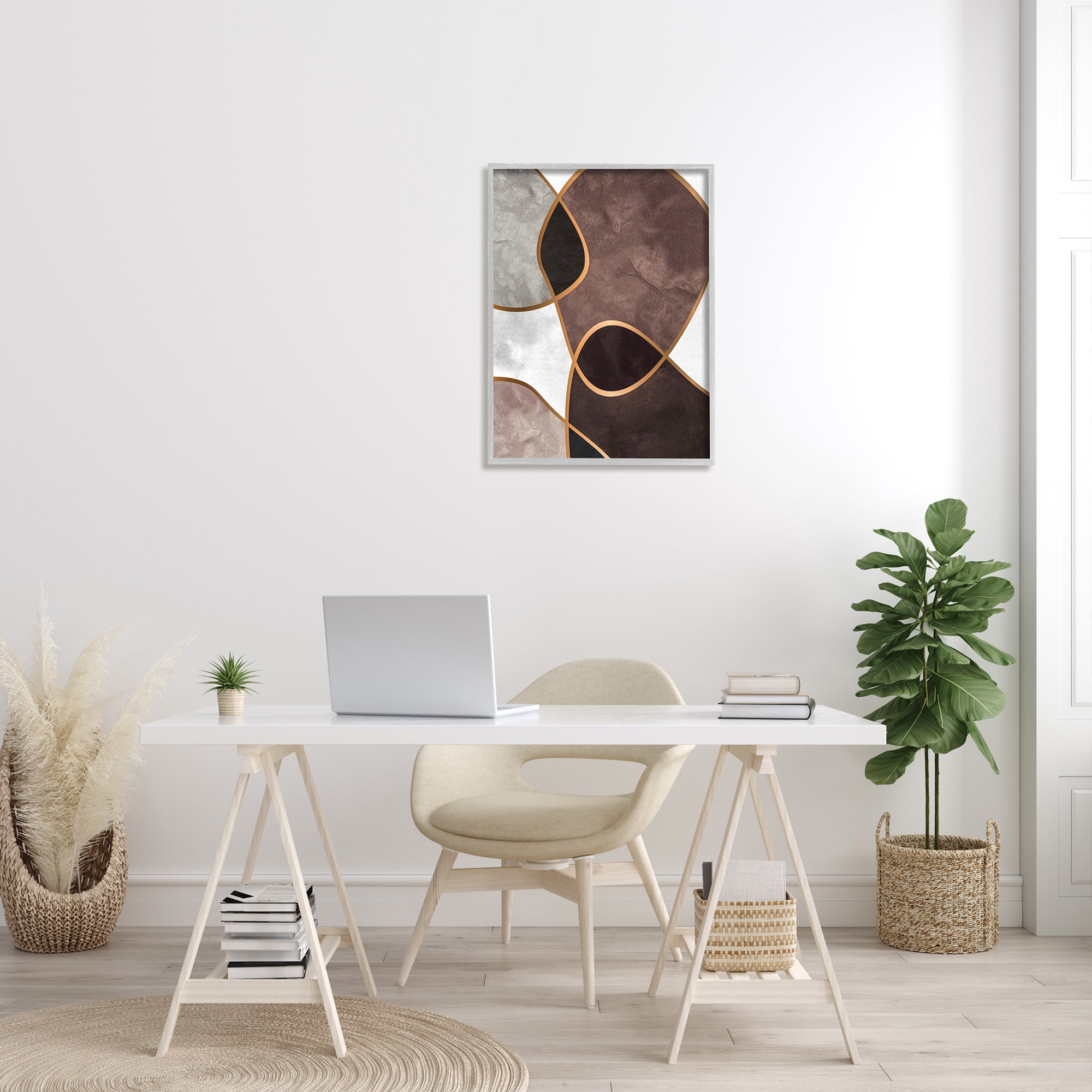 Stupell Indtries Abstract Organic Layered Shapes Brown Blh Contrasting Tones,24 x 30,Design by Design Fabrikken