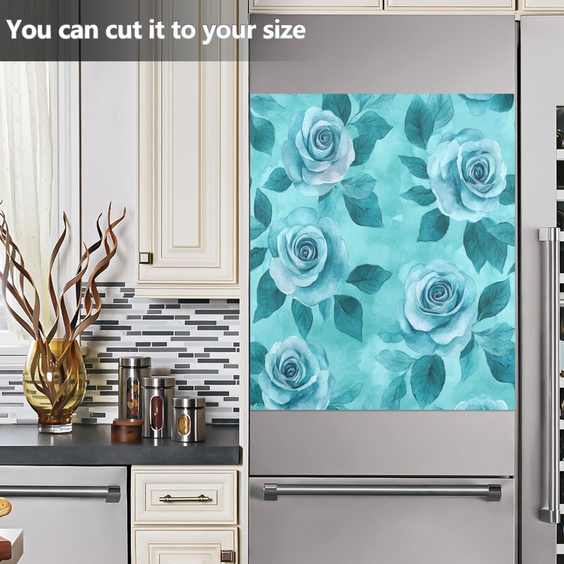 Dishwasher Magnetic Sticker 23x26 Inch Refrigerator Magnetic Sticker Washing Machine Magnetic Sticker Kitchen Panel Magnetic Sticker Home Decor Cartoon Navy Roses