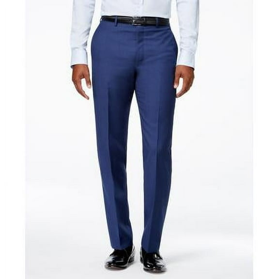 Calvin Klein Mens Slim fit Dress Pants 38 / 34 Navy Blue Solid Stretch Wool