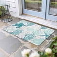 thumbnail image 2 of Turquoise Coastal Doormat Outdoor Entrance 20"x31.5", Sea Turtle Nautical Coral Summer Beach Absorb Moisture Dirt Door Mats, Non-Slip Rubber Backing Floor Mats Indoor, Low-Profile Front Door Rugs, 2 of 9