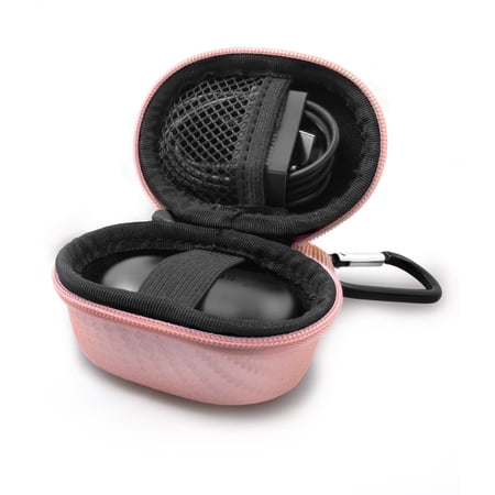 CASEMATIX Rose Gold Travel Case Fits Samsung Galaxy Buds Bluetooth Wireless Earbuds - Water Resistant Compact with Carabiner