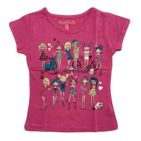 CHERRY STIX GIRLS TOP - PINK FASHION SZ 4 - SHIRT SHORT SLEEVE PRINTED KIDS
