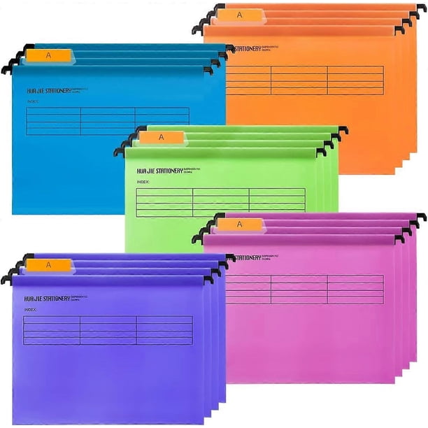 Cisea 12 Pack A4 Polypropylene Hanging File Folders with Tabs and Card Inserts for Office, Home Organization (Mixed Colors)