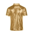 thumbnail image 2 of Men's Sequin Dress Shirt 70s Glitter T-Shirt Sparkle Party Vintage Short Sleeve Button Down Shirts Nightclub, 2 of 3
