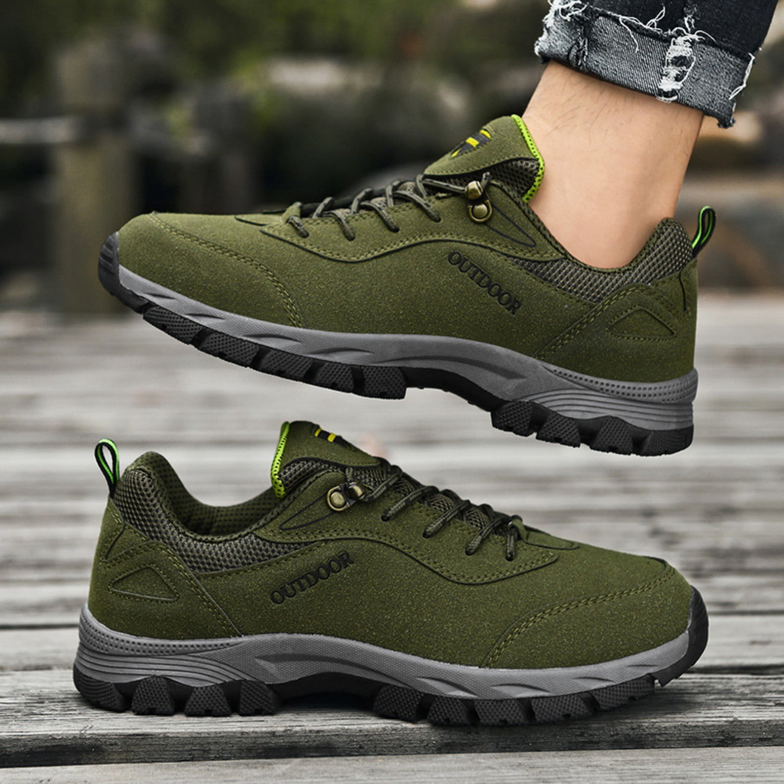 CPNG Men's Walking Sneakers Low-Top Hiking Shoes Extra Wide Lightweight Breathable Outdoor Cushion Sneakers Non-Slip Running Trekking Camping Walking Shoes