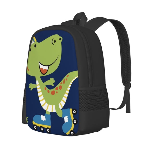 Easygdp Dino Playing Roller Skate Mochila de Gran Capacidad Minimalista Ideal para Escuela, Viajes y Uso Diario
