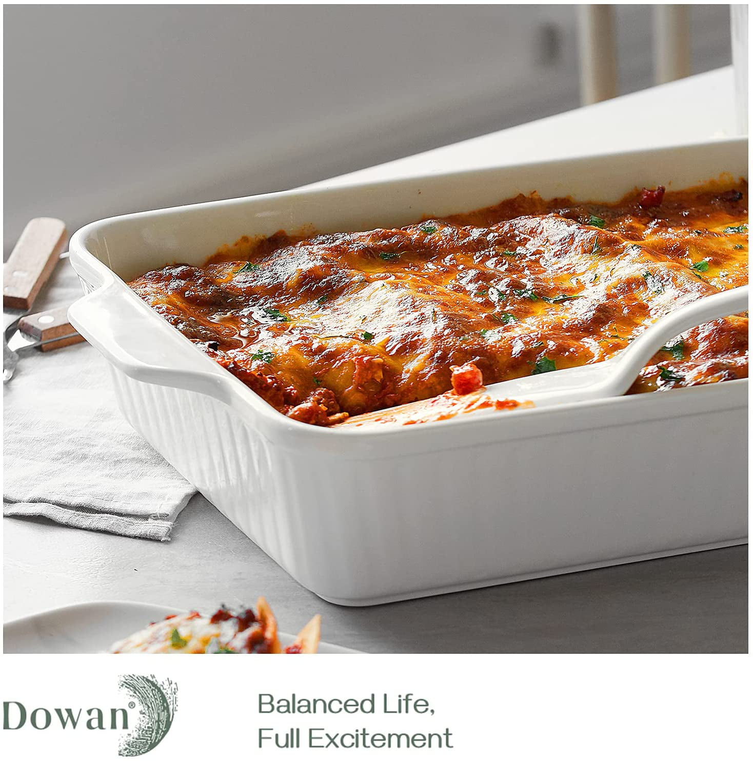LOVECASA Deep Casserole Dish with Lid, 4.5 Quart Covered Casserole Dish  Cookware, 13 x 9 Inches Nonstick Baking Dish Lasagna Pan, Ceramic Bakeware  for