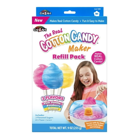 Cra-Z-Art New Real Cotton Candy Refill Variety Pack, Play Food, Multicolor, Unisex Ages 14 and up