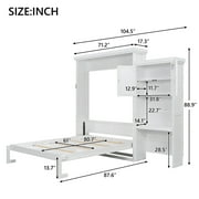 Euroco Wood Queen Size Murphy Bed with Storage Cabinets and Shelves, Wall Bed with Desk, White