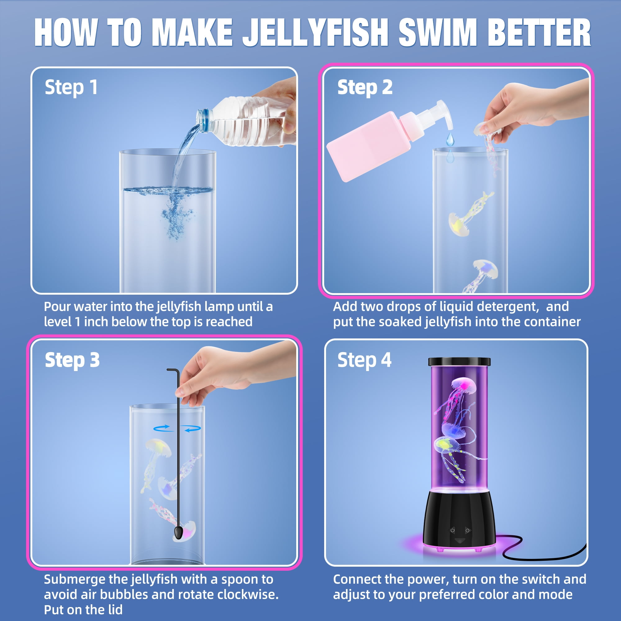Jellyfish Lamp, Guardwee Jellyfish Aquarium Sensory Mood Table Lamp with 17 Color Changing Modes - Remote Control & USB Rechargeable for Bedroom/Office, Christmas/Birthday Gifts for Kids/Adults
