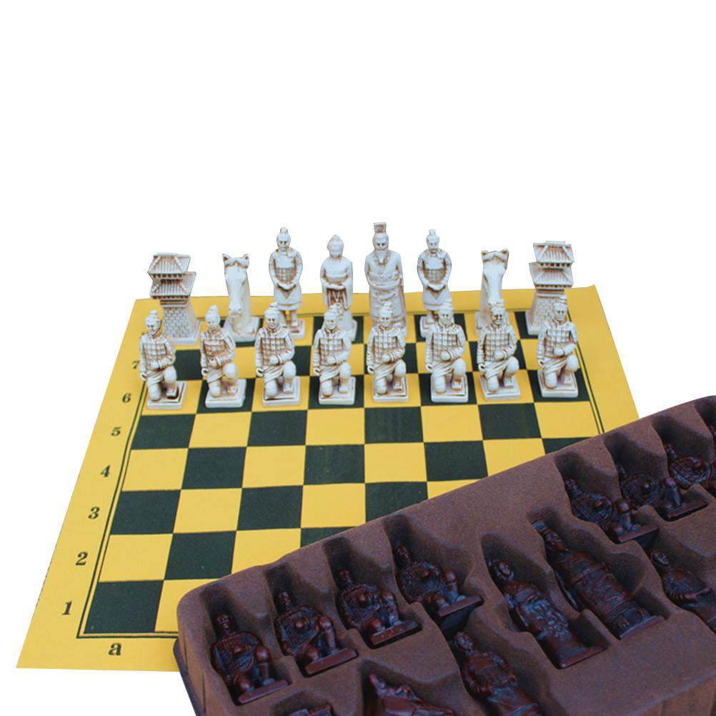 Wood Pieces Multicolor Chess Set Wood Hand Carved Gift Children Kids Toy FM 
