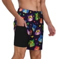 thumbnail image 2 of Yiaed Owls And Hearts Print Mens Swim Trunks Bathing Suit Compression Liner Beach Swim Shorts Swimwear Quick Dry Zipper Pocket No-Chafing Board Short-Large, 2 of 6