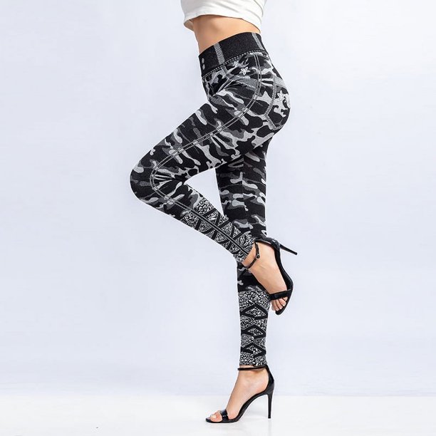 Leggings de mezclilla de imitación de camuflaje sexy Pantalones elásticos ajustados y transpirables