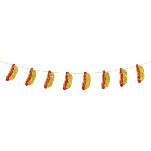 Hotdog Banner Sausage Hotdog Bar Wall Banner Decor Fiesta Birthday Baby Shower Wedding Fast Food BBQ Party Decorations Supplies Gold Glitter