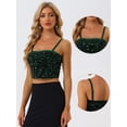 thumbnail image 2 of Disfraz de navidad Camisola de terciopelo con tirantes finos y lentejuelas brillantes para mujer Verde Oscuro XL, 2 of 6