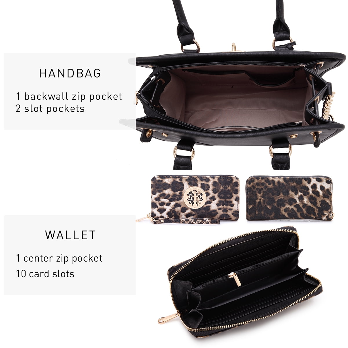 Dasein Women Handbags Purses Two Tone Satchel Bags Top Handle Shoulder Bags Work Tote with Matching Wallet