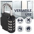 thumbnail image 3 of Cerradura de combinación de 4 dígitos mejorada por hardware - Candado impermeable para exteriores para la escuela, casillero de gimnasio, combinación de cerradura de 4 dígitos - Negro, 3 of 5