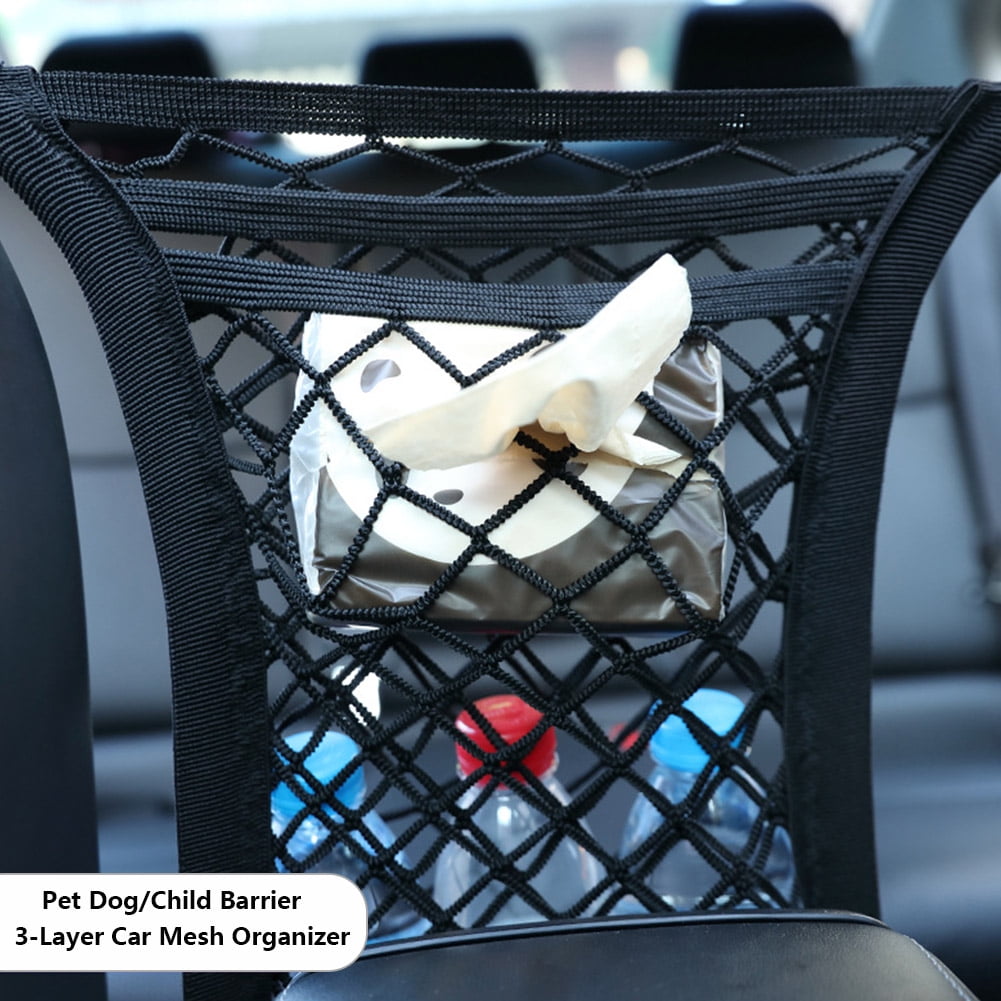 Car Mesh Organizer Driver Storage Netting Pouch,Smaller Items Storage Dog Barrier Driver Mesh Pouch Cargo Tissue Purse Holder Backseat Storage Net Bag