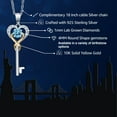thumbnail image 2 of 925 Sterling Silver and 10K Yellow Gold Swiss Blue Topaz and White Lab Grown Diamond Heart and Key Pendant Necklace for Women (0.38 Cttw, Gemstone November Birthstone, with 18 inch Chain), 2 of 6