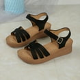 thumbnail image 6 of Woman's Sandals Oofos Recovery Slides for Women Women's Fashion Casual Spring And Summer Comfortable Solid Color Round Toe Open Toe One-Line Buckle Wedge Heel Thick-Soled Sandals Black, 6 of 6