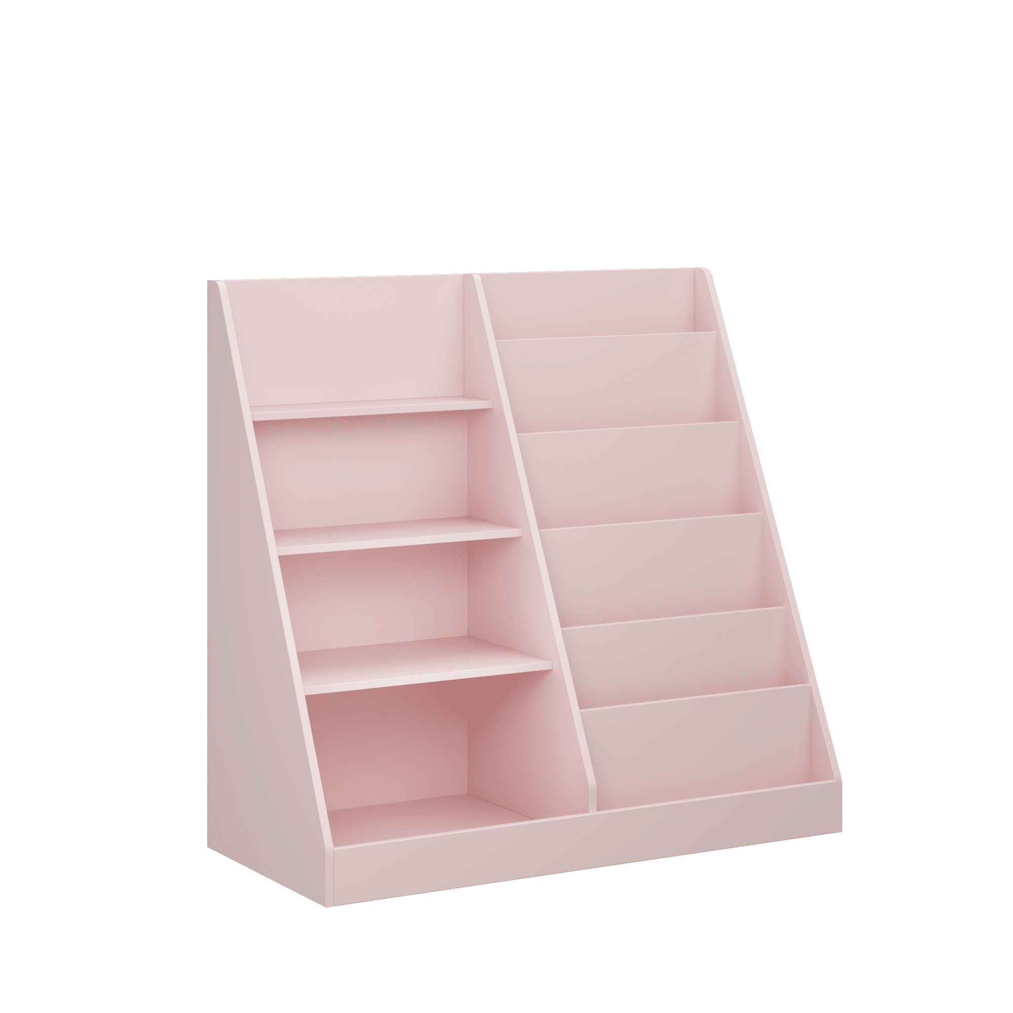 4-Tier Wooden Kids Bookshelf, Multifunctional Toddler Bookcase Display Stand, MDF Toy Storage Organizer for Kids Room, Playroom and Nursery