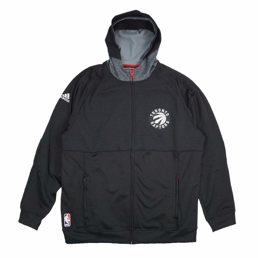 Toronto Raptors NBA Adidas Black Team Issued Pre-Game Full Zip Hooded Pro Cut Jacket Jacket For Men (4XLT) by Adidas
