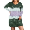 thumbnail image 3 of Hueook Sweater Dress for Women Midi Dresses for Women Women's Fall and Winter Oversized Loose Round Neck Short Sleeved Tie Printed Dress Army Green 4X, 3 of 8