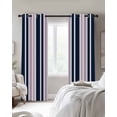 thumbnail image 3 of Navy Blue Pink Striped Blackout Curtains 72 Inches Long for Bedroom, Modern Minimalist Ombre Lines Thermal Insulated Room Darkening Black Out Window Curtain Panels Grommet Drapes for Living Room, 3 of 8