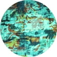 thumbnail image 1 of Ahgly Company Machine Washable Indoor Round Abstract Turquoise Blue Contemporary Area Rugs, 8' Round, 1 of 4