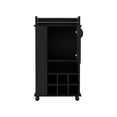 Black Bar Cart with Wheels Rolling Kitchen for Bottles