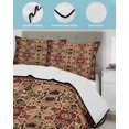 thumbnail image 4 of Quilts Twin Size, Brown Red Boho Soft Comforter Bedding Set for Bed, Vintage Geometric Abstract Art Lightweight Quilted Bedspread with Pillow Cover(2 Pieces) for All Season, 68x86 Inch, 4 of 6
