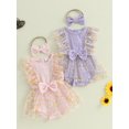 thumbnail image 3 of Baby Toddler Girls Rompers Dress 3 6 12 18 24 Months Round Neck Daisy Print Mesh Skirt Hem Infant Bodysuits Jumpsuits with Headband, 3 of 9