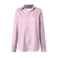 thumbnail image 4 of YDFCWXW Womens Button Down Shirts Striped Classic Long Sleeve Collared Office Work Blouses Tops with Pocket (Hot Pink, XXL), 4 of 5