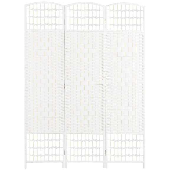 Folding Room Divider 3 Panel Privacy Screen 5.6 ft Freestanding Partition Wall for Home Office White Wave Fiber
