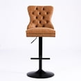 thumbnail image 2 of Orange Bar Stools with 25 - 33 Inch Adjustable Seat / Hand - made Hem and Durable Spring Cushion, Set of 2, 2 of 7