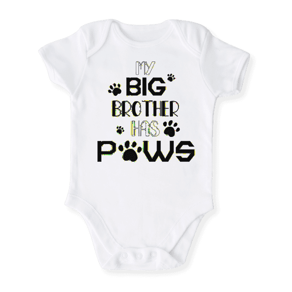 My Big Brother Has Paws Baby Bodysuit, Newborn Outfit, Baby Clothes, Gift for Children 6-9m White