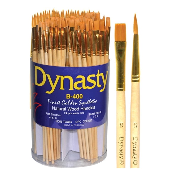 Dynasty Finest Golden Synthetic Shader and Detail Round Brush Set