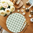 thumbnail image 2 of Sage Green Buffalo Plaid Round 13 Inch Placemats Set of 2, Green White Checkered Farmhouse HeatResistant Non Slip Place Mats for Dining Table, Wipeable Braided Kitchen Table Mats for Housewarming, 2 of 9