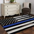 thumbnail image 3 of 2.7x5 Area Rugs, Blue American Flag Non-Skid Rubber Backing Large Rectangle Rugs - Living Room Bedroom Home Office, Black White Stripe US Flag Retro Wooden Indoor Floor Mat Carpets Washable Rug, 3 of 9