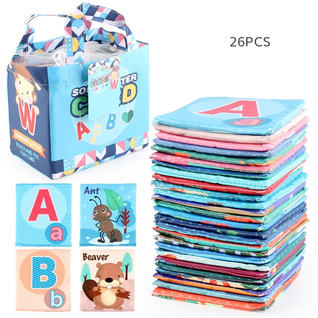 Juguetes para niños Bewildely Tarjetas educativas de doble cara Libro interactivo del alfabeto