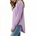 thumbnail image 3 of FAIWAD Womens Tunic Tops Casual Deep V Neck Long Sleeve Plain T Shirt Trendy Curved Hem Blouses, 3 of 6