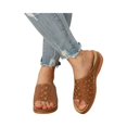 thumbnail image 3 of UDAUDU Women's Sandals Slides Wedge Open Toe Thick Sole Lightweight Slip Resistant Cozy Roman Style Beach Sandal Summer Walking Shoes Light Brown 6.5 Wide, 3 of 7