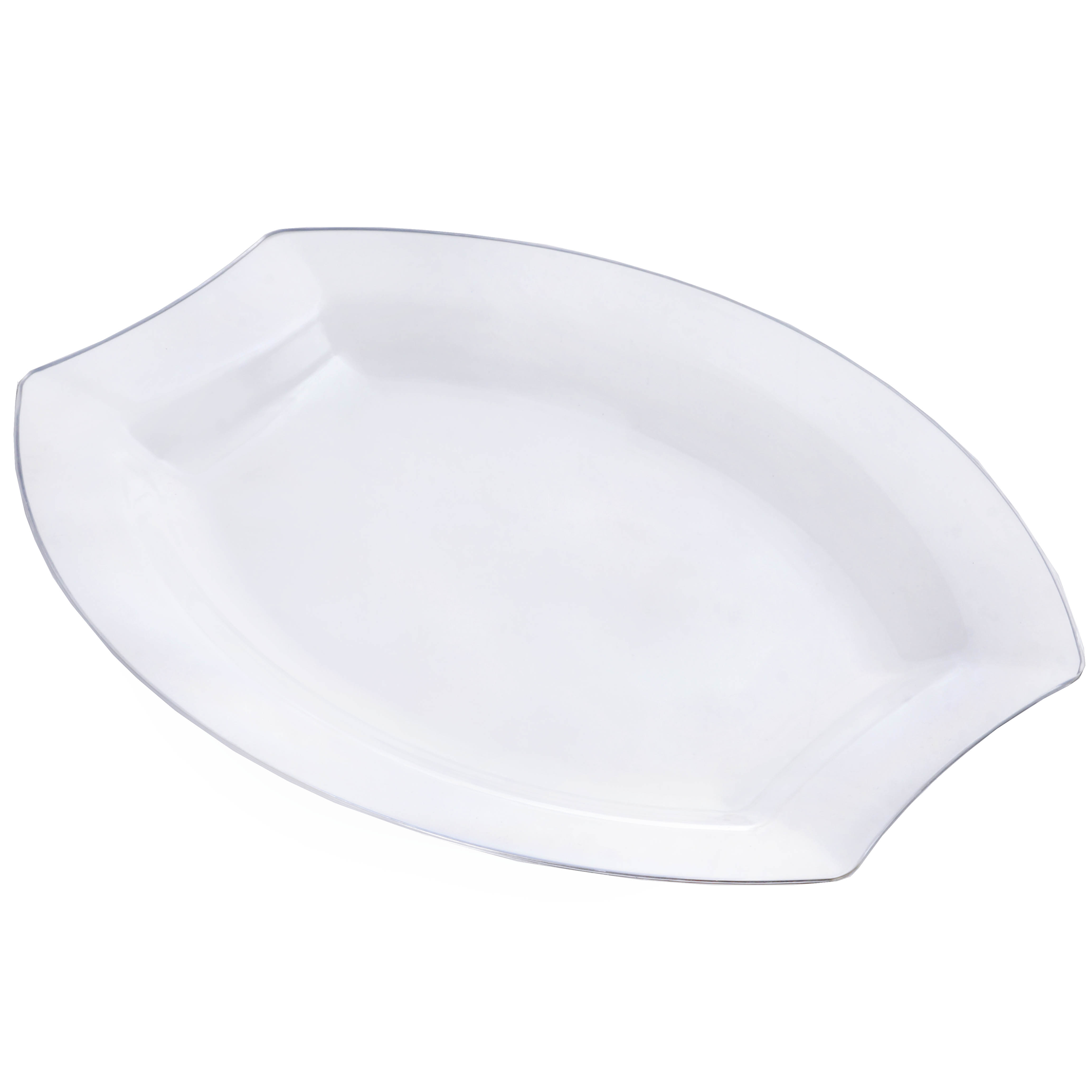 Efavormart 50 Pcs Silver Edge 10.5" Crescent Oval Shaped Disposable