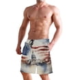 thumbnail image 2 of Dailycode Men's Quick Dry Swim Trunks Beach Shorts Casual Summer Board Shorts with Pockets, White House and American Flag, 2 of 8