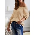 thumbnail image 6 of Asyoly Women Casual Crewneck Cable Knit Sweater Loose Bawting Long Sleeve Jumper Pullover, 6 of 6