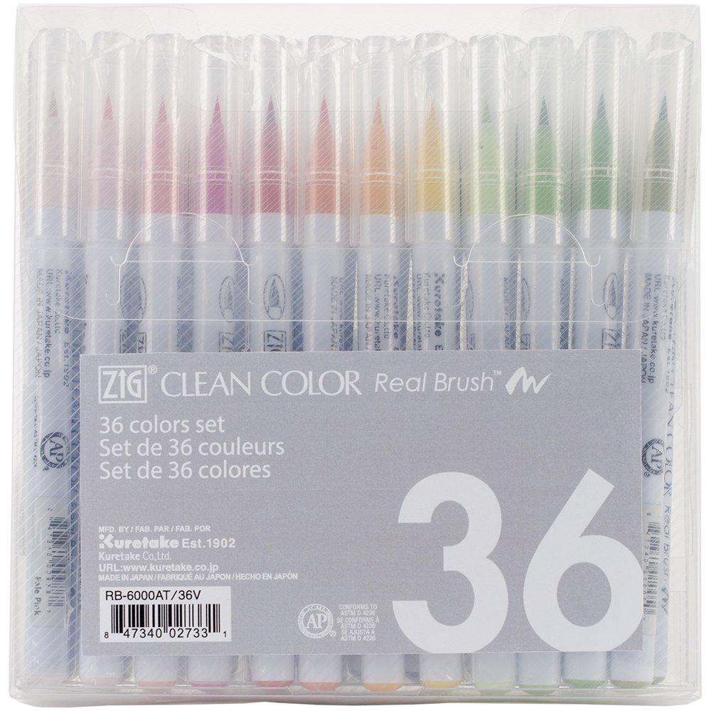 Zig Clean Color Real Brush Markers 36/Pkg