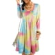 thumbnail image 1 of Vestido Tie Dye Mujer Suelto Casual Poliéster Cuello Redondo Manga Larga Ropa De Otoño Amarillo M, 1 of 5