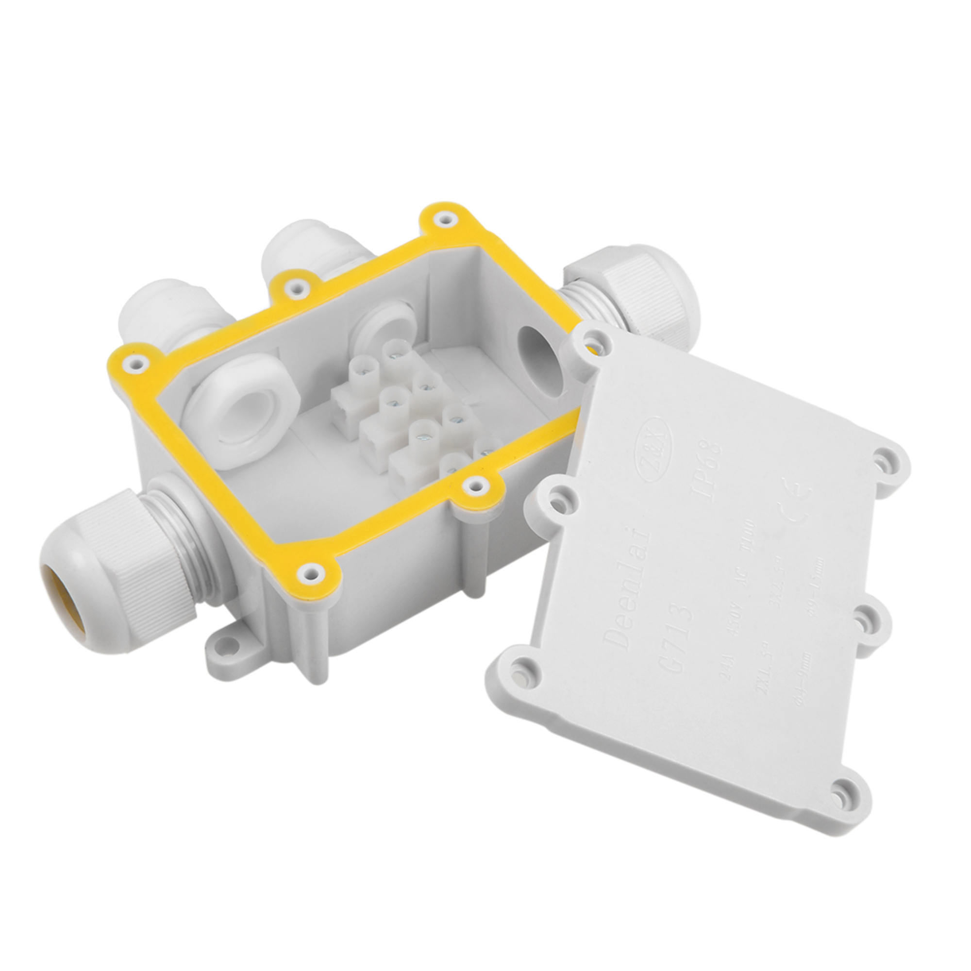 Uxcell 128x89x37mm IP68 4 Way PG9 Waterproof Cable Gland Junction Box